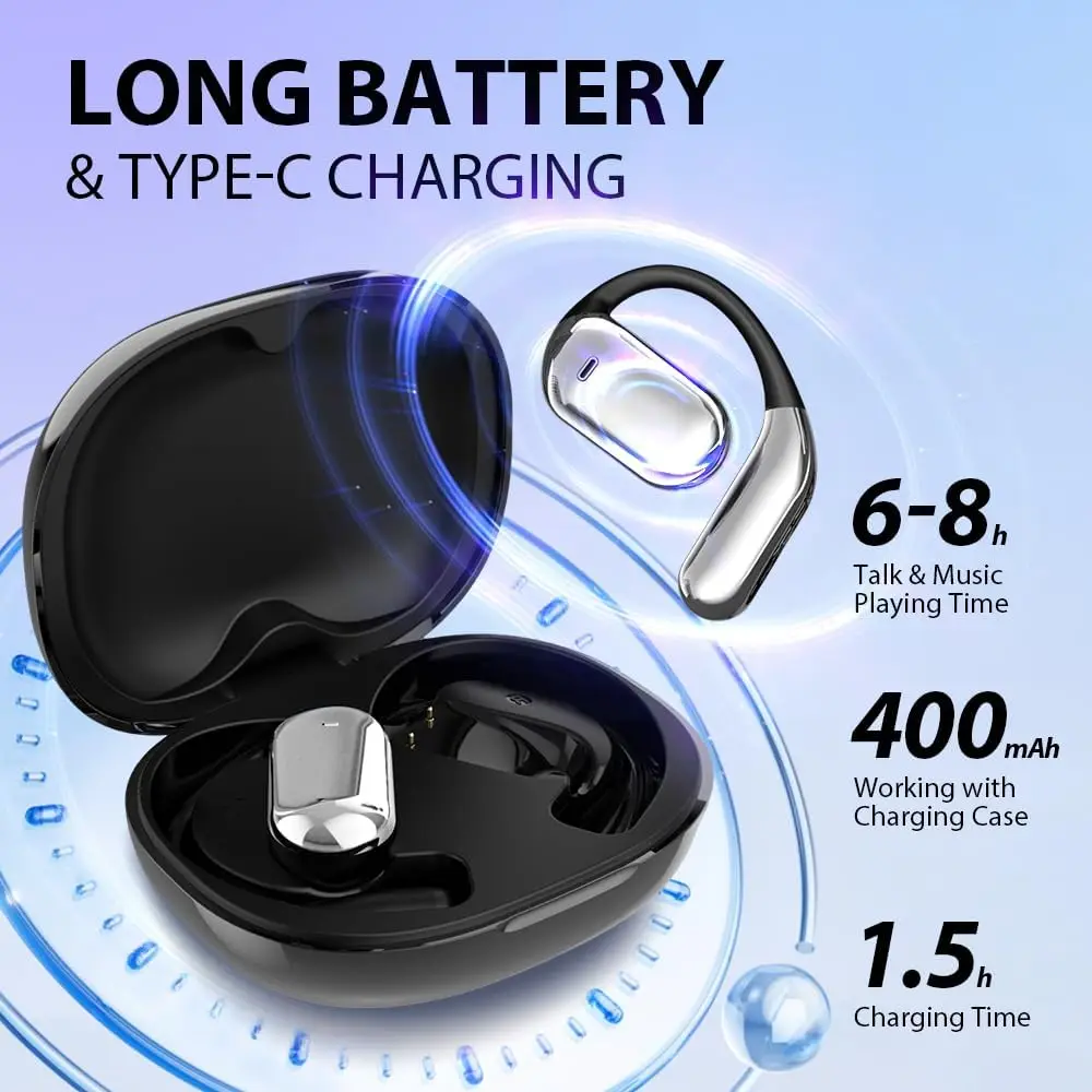 UYUXIO AI traduction de langue écouteurs en temps réel LCD écran tactile oreille ouverte casque sans fil avec 144 langues pour les entreprises