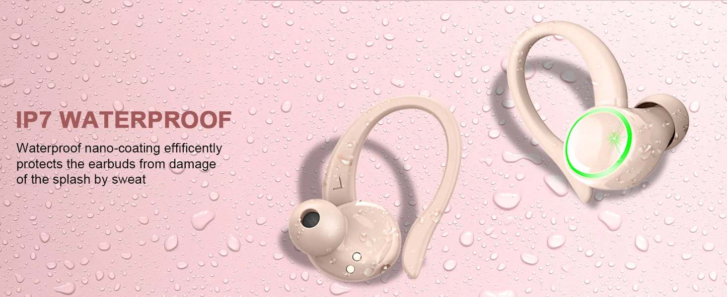 Kuizil-Écouteurs sans fil Bluetooth 5.3, casque d'écoute pour le sport, avec 4 micros anti-bruit ENC, étanche IP7, 50 heures de lecture