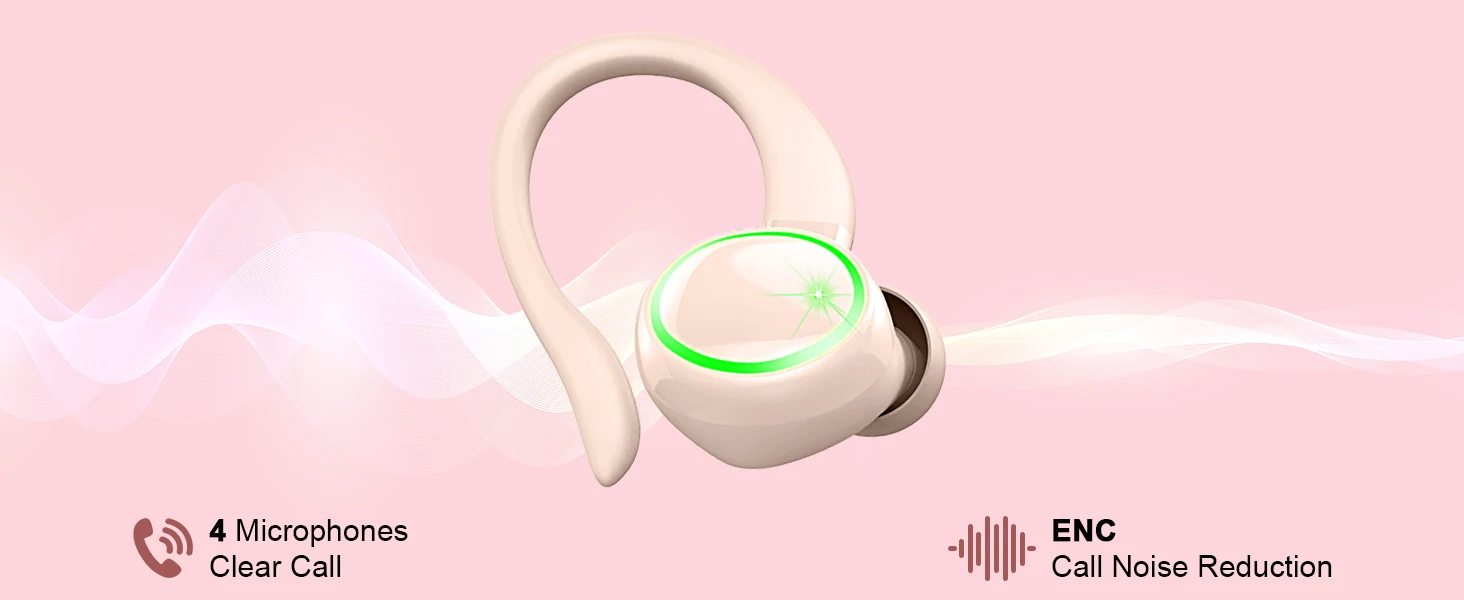 Kuizil-Écouteurs sans fil Bluetooth 5.3, casque d'écoute pour le sport, avec 4 micros anti-bruit ENC, étanche IP7, 50 heures de lecture