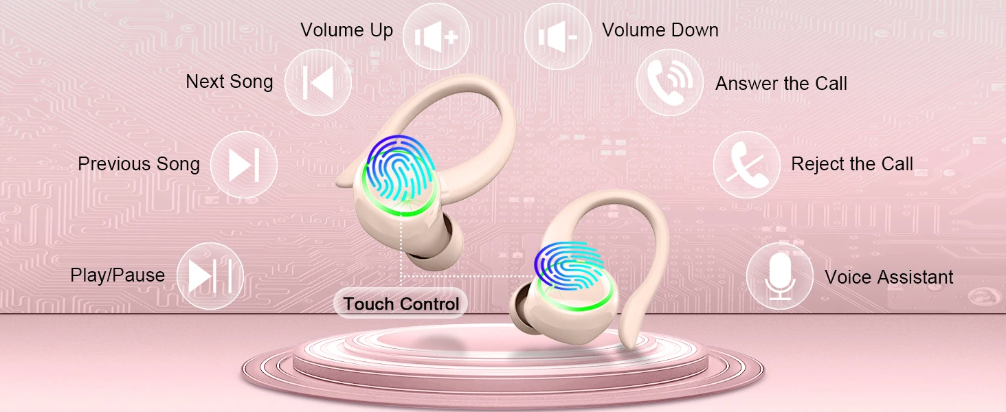 Kuizil-Écouteurs sans fil Bluetooth 5.3, casque d'écoute pour le sport, avec 4 micros anti-bruit ENC, étanche IP7, 50 heures de lecture