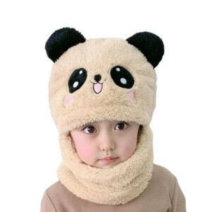 Chapeau Écharpe Enfant Hiver Panda – Ensemble Doux & Chaud Double Couche