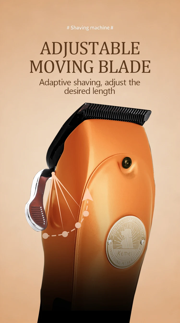 Kemei KM-1596 rasoir professionnel pour animaux de compagnie USB charge intelligente réglable poils de chien électrique tondeuse poussoir de style