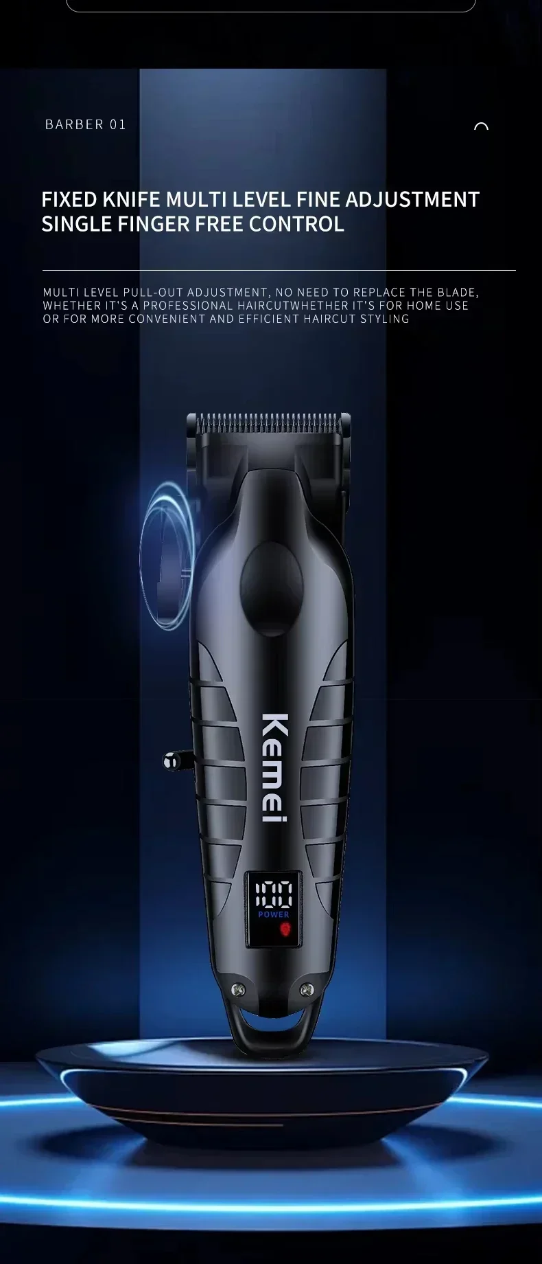 Kemei KM-2290 KM-2293 KM-T95 nouvelle Machine de découpe professionnelle rasoir électrique tondeuses à cheveux avec écran LCD tondeuse à cheveux pour hommes