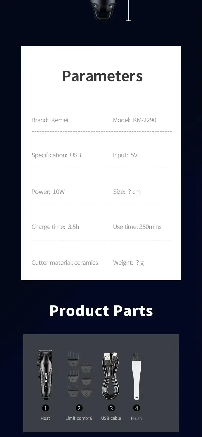 Kemei KM-2290 KM-2293 KM-T95 nouvelle Machine de découpe professionnelle rasoir électrique tondeuses à cheveux avec écran LCD tondeuse à cheveux pour hommes
