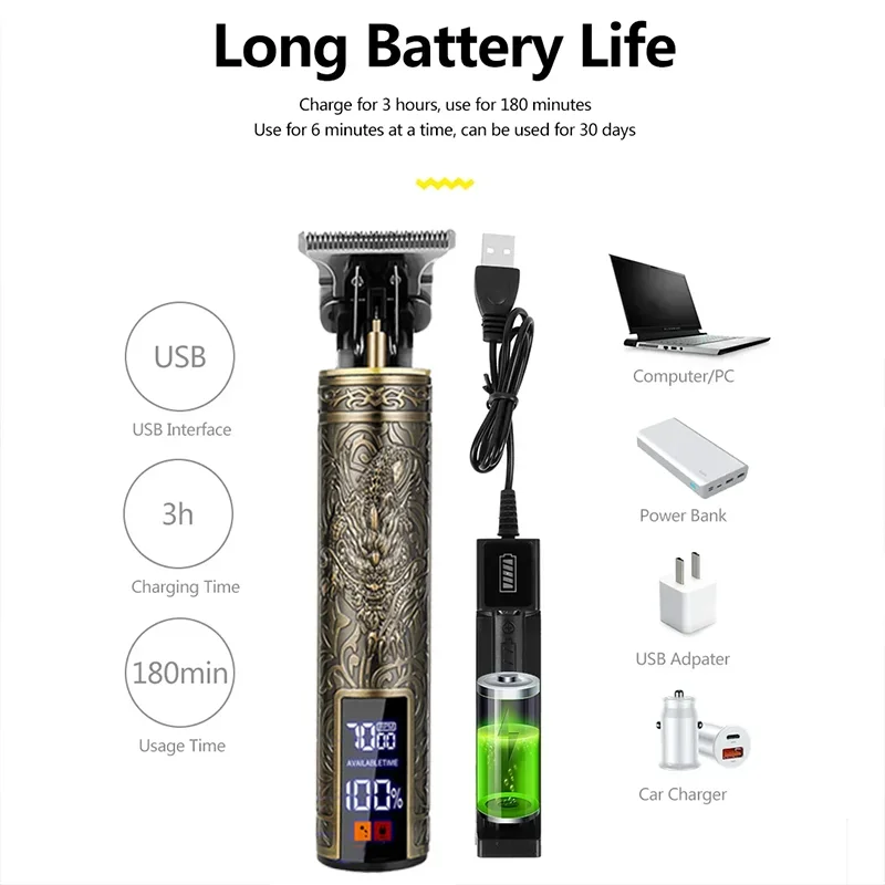 Tondeuse à cheveux/accessoires professionnels T9 pour hommes | Charge rapide USB-C | Tondeuse à barbe/corps/cheveux | Rasoir électrique de précision