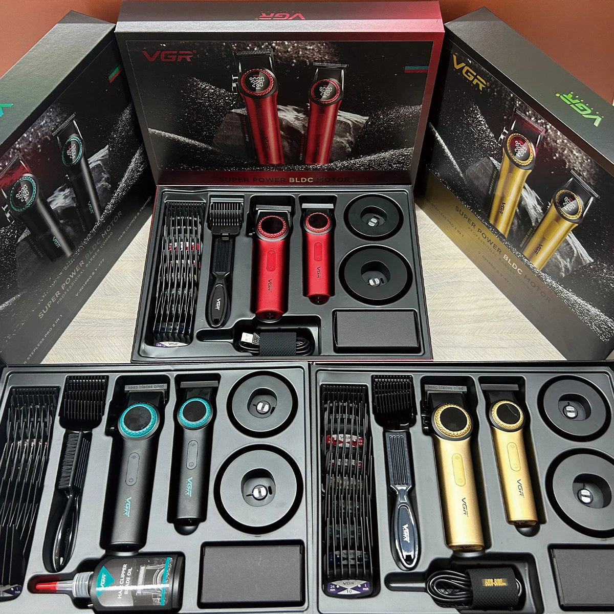 VGR 001 977 nouvel ensemble de coupe de cheveux tondeuse à cheveux pour hommes haut de gamme affichage numérique intelligent poussoir électrique sculpture et blanchiment