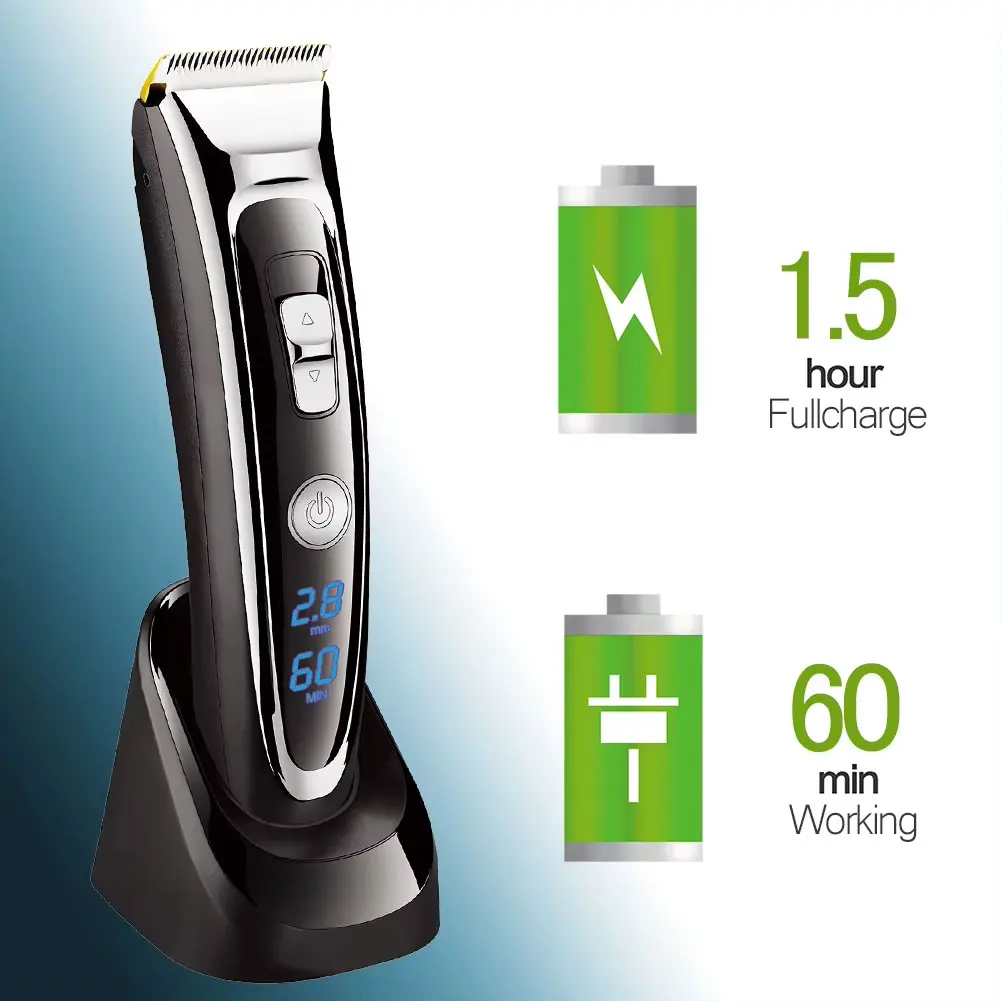 Surker ensemble de tondeuse à cheveux électrique lame en céramique tondeuse à cheveux pour hommes Base de charge Machine de coupe de cheveux avec affichage LED Surker ensemble de tondeuse à cheveux électrique lame en céramique tondeuse à cheveux pour hommes Base de charge Machine de coupe de cheveux avec affichage LED