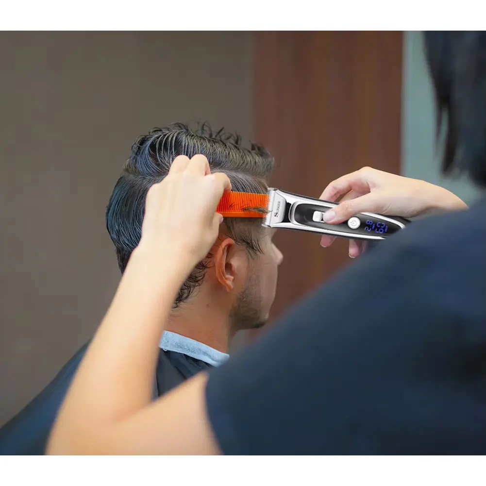 Surker ensemble de tondeuse à cheveux électrique lame en céramique tondeuse à cheveux pour hommes Base de charge Machine de coupe de cheveux avec affichage LED