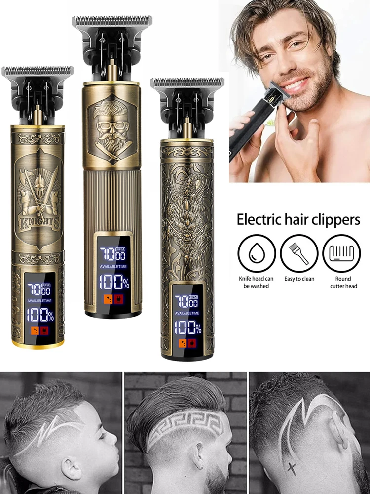 Rasoir électrique Vintage pour barbier, Machine de coupe de cheveux sans fil, chargeur USB, tondeuse à cheveux Portable adaptée aux hommes Rasoir électrique Vintage pour barbier, Machine de coupe de cheveux sans fil, chargeur USB, tondeuse à cheveux Portable adaptée aux hommes