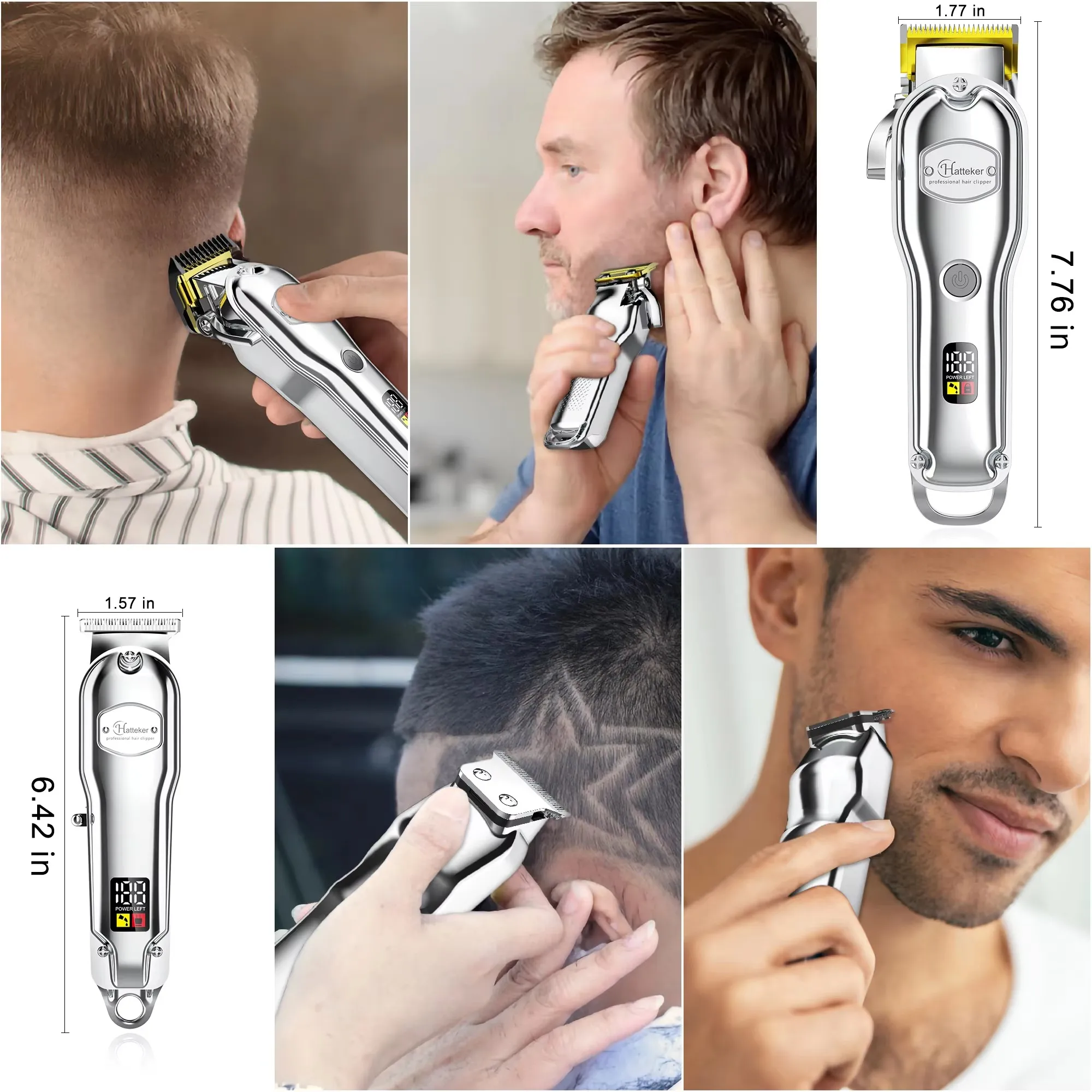 Hatteker tondeuse à cheveux professionnelle électrique USB Rechargeable tondeuse de barbier tondeuse sans fil type-c coupe zéro écart 2 pièces ensemble Hatteker tondeuse à cheveux professionnelle électrique USB Rechargeable tondeuse de barbier tondeuse sans fil type-c coupe zéro écart 2 pièces ensemble