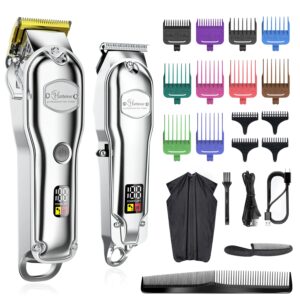 Kit de tondeuses à cheveux professionnelles Hatteker – 2 machines, sans fil, écran LCD, rechargeable USB