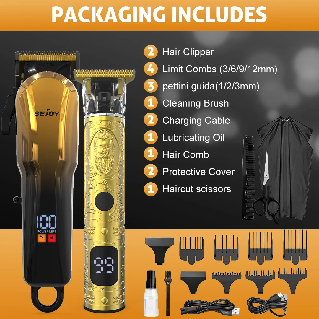 Kit de tondeuses à cheveux rechargeables pour hommes, ensemble de tondeuses et tondeuses professionnelles, tondeuse à barbe sans fil, tondeuses de barbier, cadeau