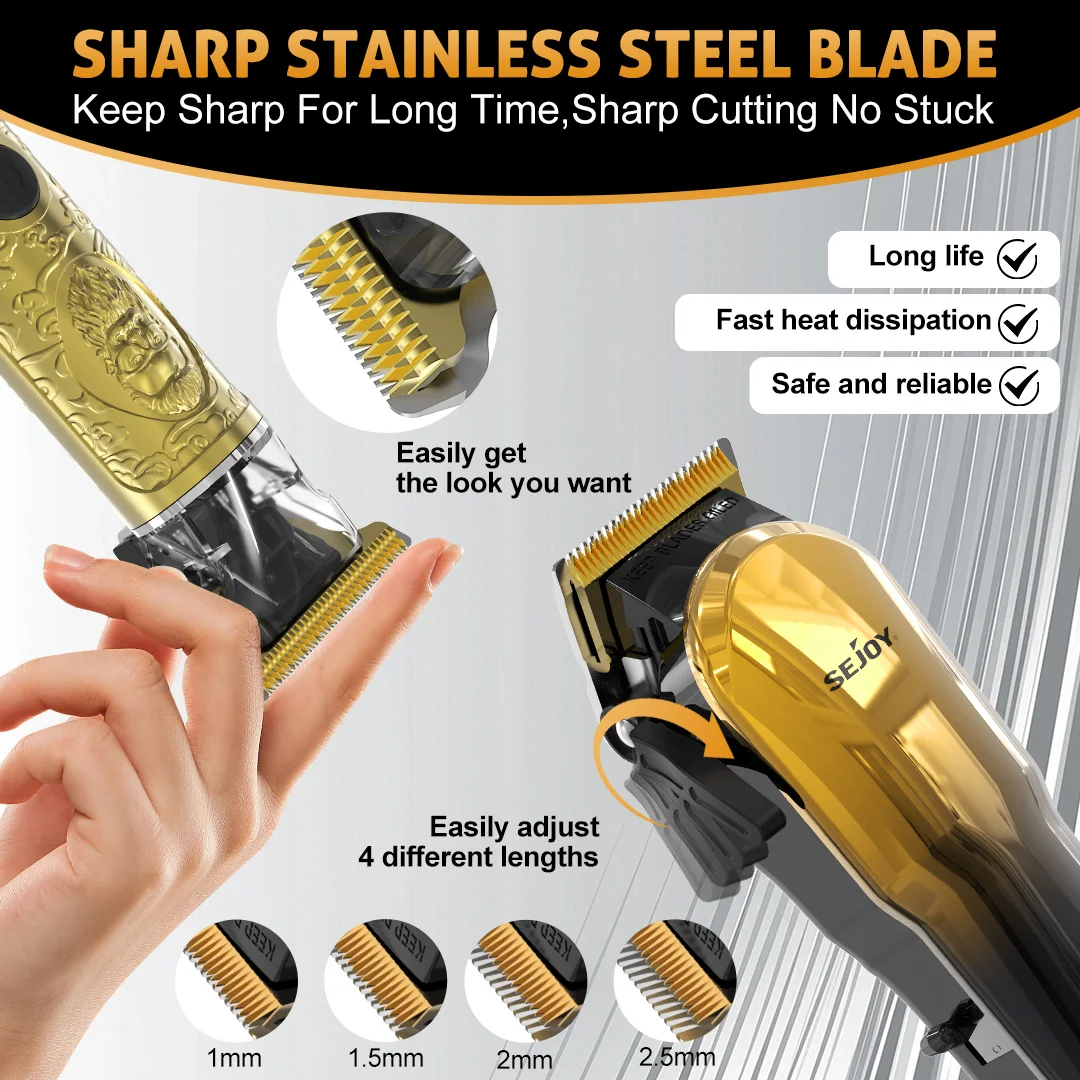 Kit de tondeuses à cheveux rechargeables pour hommes, ensemble de tondeuses et tondeuses professionnelles, tondeuse à barbe sans fil, tondeuses de barbier, cadeau