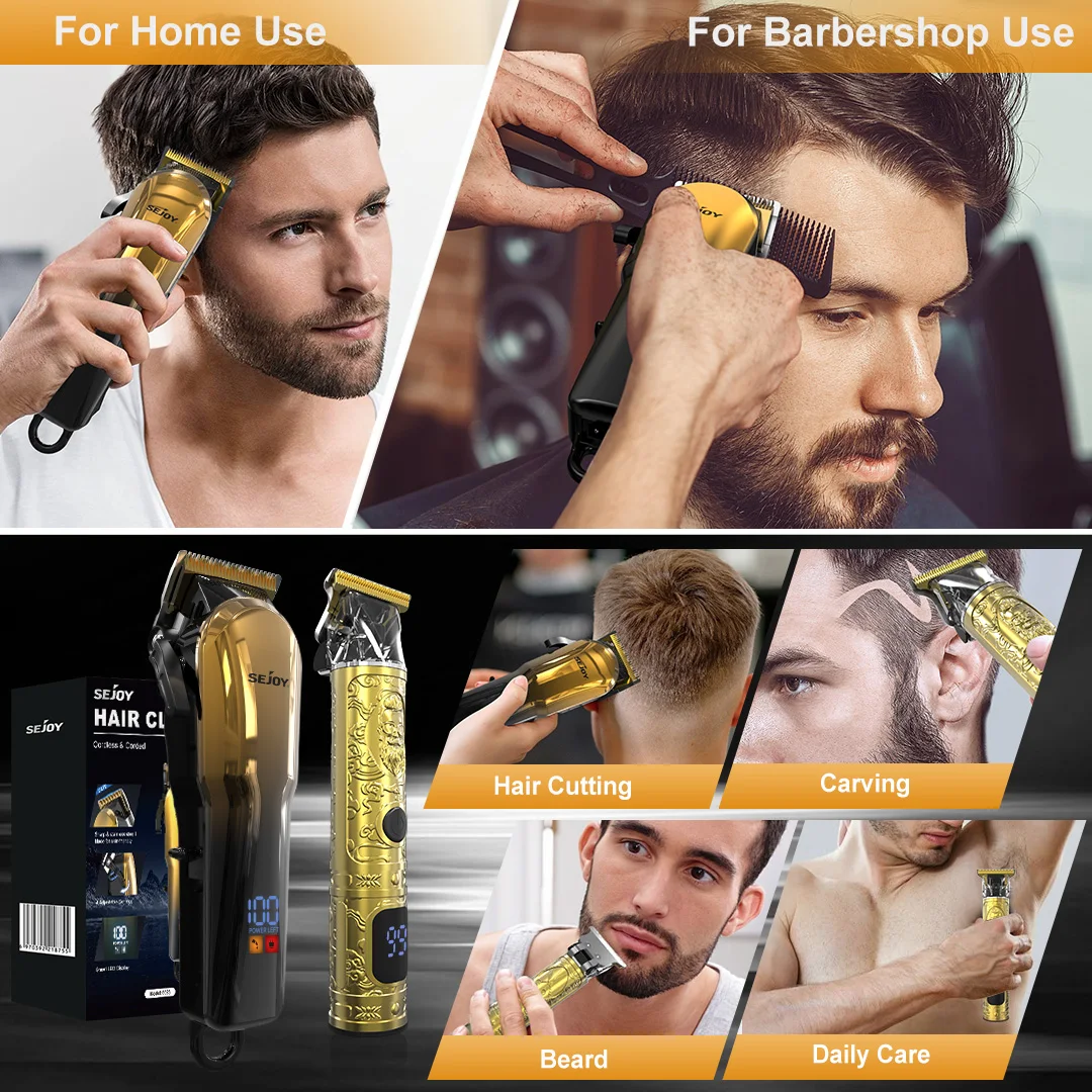 Kit de tondeuses à cheveux rechargeables pour hommes, ensemble de tondeuses et tondeuses professionnelles, tondeuse à barbe sans fil, tondeuses de barbier, cadeau