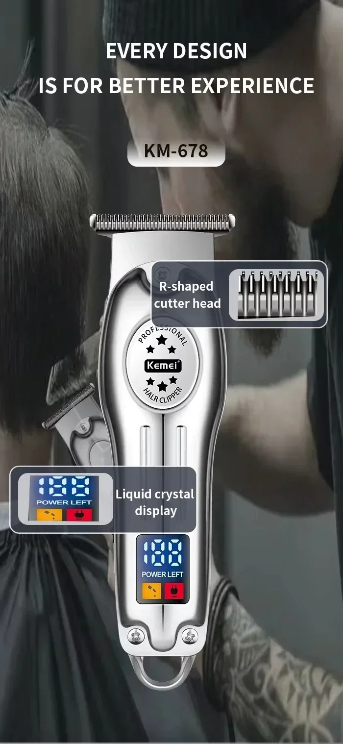 Kemei KM-678 KM-2024 KM-2628 tondeuses à cheveux électriques professionnelles tondeuse à barbe Rechargeable hommes rasoir tondeuse à cheveux Kit