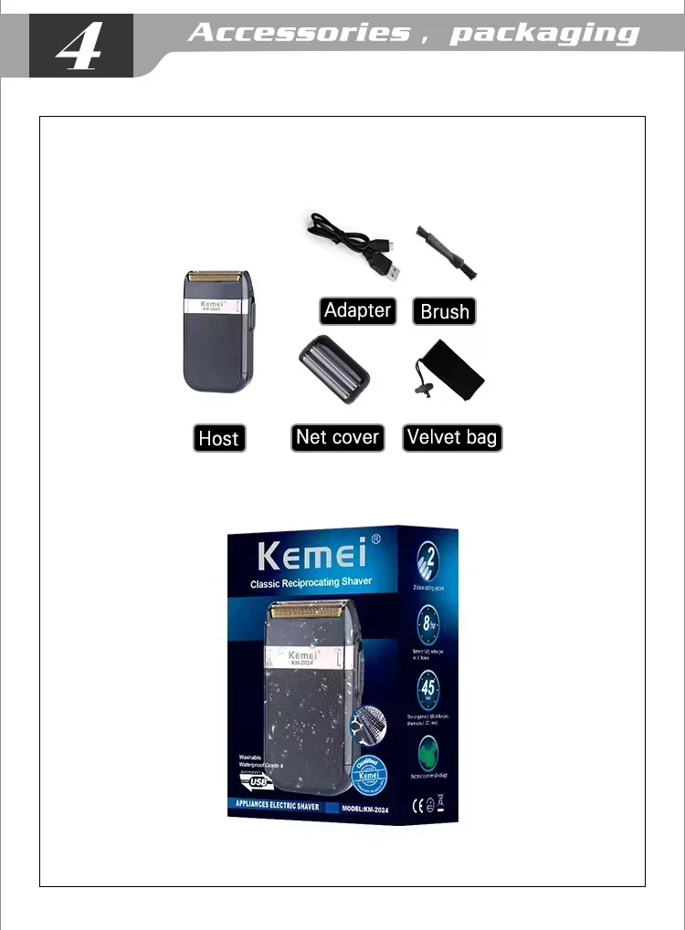 Kemei KM-678 KM-2024 KM-2628 tondeuses à cheveux électriques professionnelles tondeuse à barbe Rechargeable hommes rasoir tondeuse à cheveux Kit