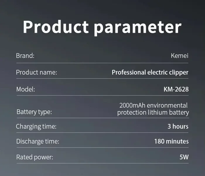 Kemei KM-678 KM-2024 KM-2628 tondeuses à cheveux électriques professionnelles tondeuse à barbe Rechargeable hommes rasoir tondeuse à cheveux Kit