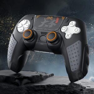 IINE Housse de protection noire en silicone avec capuchons de joystick pour manette PS5