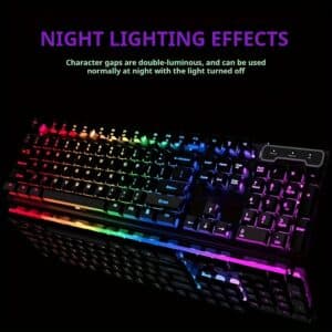 EWEADN Clavier Gaming Silencieux Filaire avec 104 Touches, Taille Standard, Rétroéclairage LED Arc-en-ciel, Typage Silencieux, Plug & Play, Inclut Clavier Numérique, Durable et Léger, Adapté pour PC Windows, Ordinateur Portable, Bureau et Usage Domestique, Parfait pour les Gamers et les Dactylographes