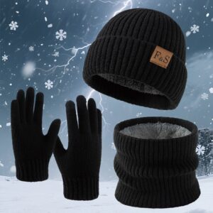 Lot de Trois Bonnets Tricotés Épais Doublés pour Jeunes - Automne et Hiver, Ensemble Mixte Unisexe, Bonnet Chaud Décontracté pour Extérieur, Bonnet de Ski Polyvalent et Tendance, Bonnet de Cyclisme, Bonnet de Crâne pour Temps Froid, Chapeaux de Saison,Bonnet élégant,Ajustement Extensible,Lavable en