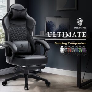 Chaise de Gaming, Fauteuil de Course, Fauteuil Ergonomique pour Jeux, Chaise de Bureau pour Travail et Loisirs, Chaise d'Ordinateur avec Support Lombaire, Similicuir, Capacité de Poids 150 kg, Cadeau de Fête, Noir, Blanc, Bleu, Rouge, Vert, Violet, Gris