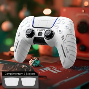 1 housse de pour manette PS5, couleur beige clair, matériau antidérapant, n'affecte pas la charge de base, inclut 2 autocollants pour le pavé tactile offerts