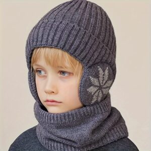 2 ensembles de bonnet et écharpe pour jeunes 3-12 ans, activités ski et extérieur