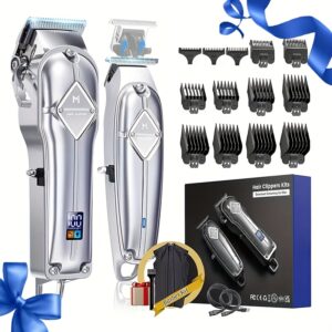 Kit professionnel tondeuse et taille-barbe T-Blade pour hommes - rechargeable - sans fil - écran LED - tondeuse zero gapped - coffret cadeau