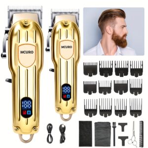 2 en 1 Professionnel Tondeuses à Cheveux pour Hommes, Tondeuse à Poils de Corps Multifonctionnelle pour l'Épilation & Combo de Tondeuse à Poils à Zéro Gap avec Lame en T, Ensemble de Tondeuses à Cheveux sans Fil avec Affichage LED, Cadeau de Vacances Cadeau de la Fête des Pères