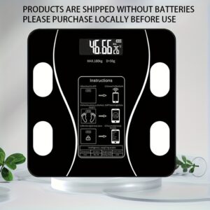 1pc Balance de salle de bain numérique intelligente Myvision, noir, sans fil, pesée de précision, affichage LCD, plastique, alimentée par piles AAA, non rechargeable, avec piles AAA, pour usage domestique et de vente au détail ais pese personne balance en français