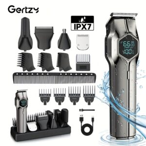 Ensemble de toilettage multifonctionnel 5-en-1 pour hommes, coupe de poils de nez | Soin du visage | Coupe de poils du corps, adapté à une utilisation à la fois sèche et humide pour les individus ou les stylistes, base magnétique rechargeable par USB, longue durée de la batterie, cadeau parfait !