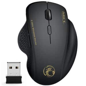 Souris Sans Fil Ergonomique pour PC, Maus Optical avec Récepteur USB, 6 Boutons 2.4Ghz, 1600 DPI - Pour Ordinateur Portable