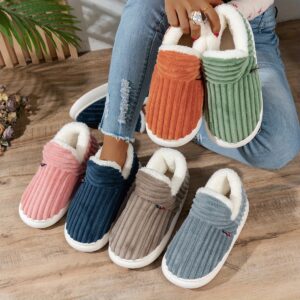 MZMQS Chaussons d'Hiver pour Femmes avec Doublure en Peluche et Semelle Épaisse en PU - Chaussons d'Intérieur/Extérieur à Enfiler, Options Multicolores (Rose/Beige/Marine/Turquoise/Olive/Blanc) - Bottines Confortables et Chaudes pour Sols Froids