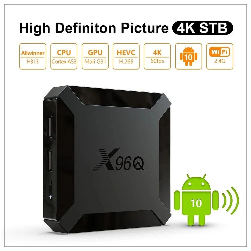 X96Q Android10 TV Box Allwinner H313 Quad Core 4K Smart TV BOX 2GB16GB Wifi Youtube Netflix multi-langues Streaming médias Playe