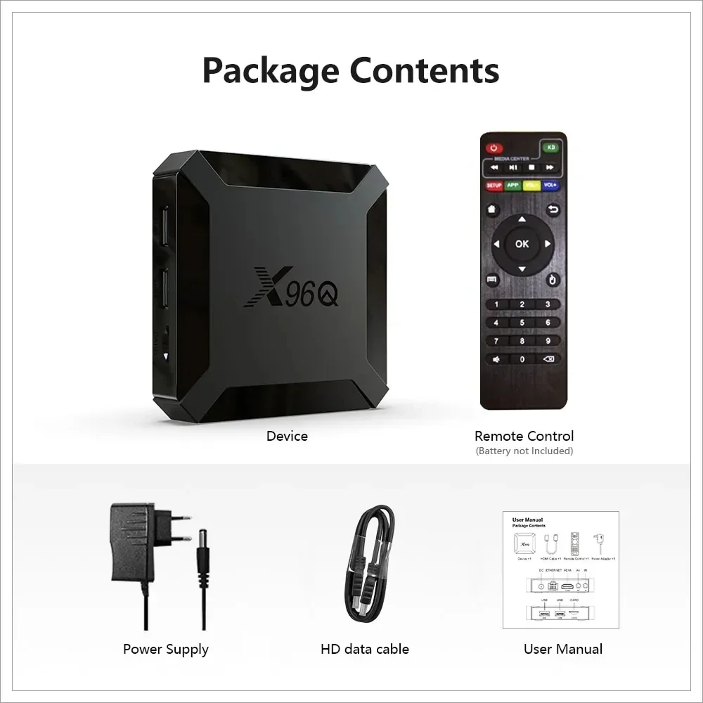 X96Q Android10 TV Box Allwinner H313 Quad Core 4K Smart TV BOX 2GB16GB Wifi Youtube Netflix multi-langues Streaming médias Playe