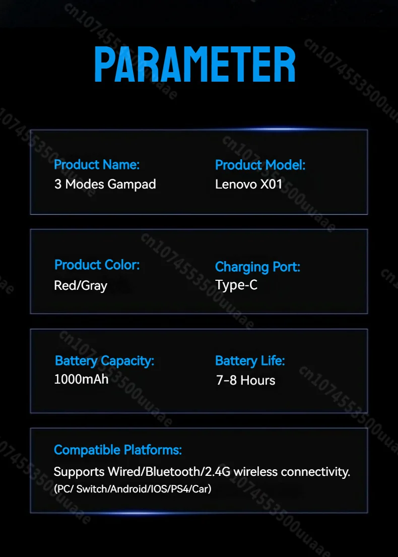 Lenovo X01 1.44 pouces contrôleur sans fil d'écran intelligent 3 Modes pour commutateur PS4 IOS Android PC TV manette de jeu à bouton arrière Programmable