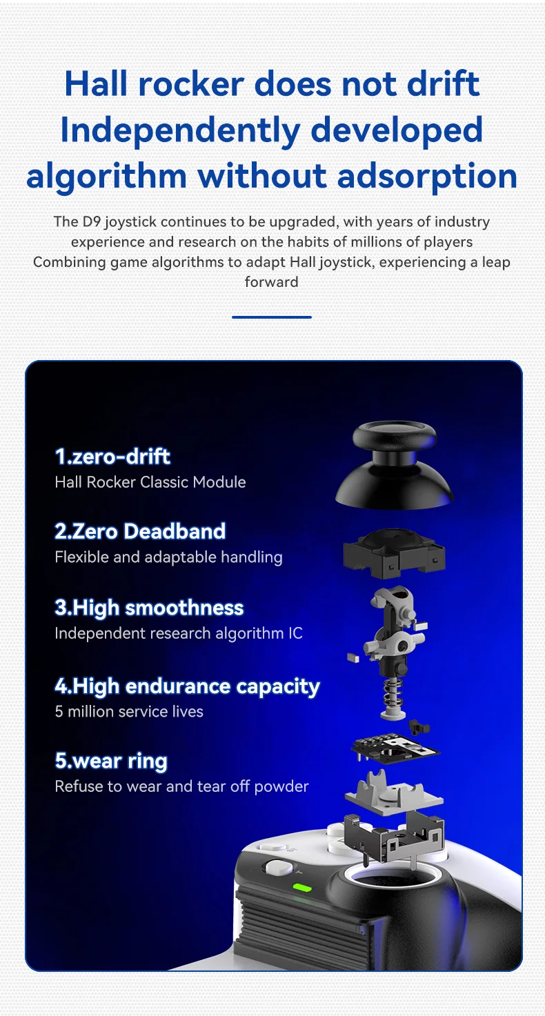 Contrôleur de jeu extensible pour téléphone portable, sans fil, Bluetooth, tablette PC pour Switch/PS3/PS4, contrôleur somatosensoriel à double Hall, BSP-D9