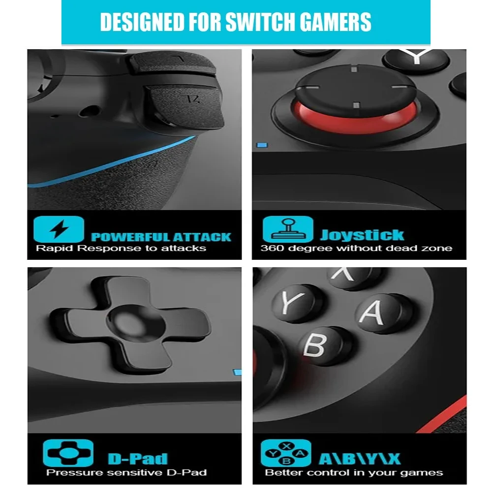 Manette de jeu sans fil Bluetooth, pour Console Oled NS/NS Lite/NS, téléphone Android, PC, Joystick Controle avec 6 axes