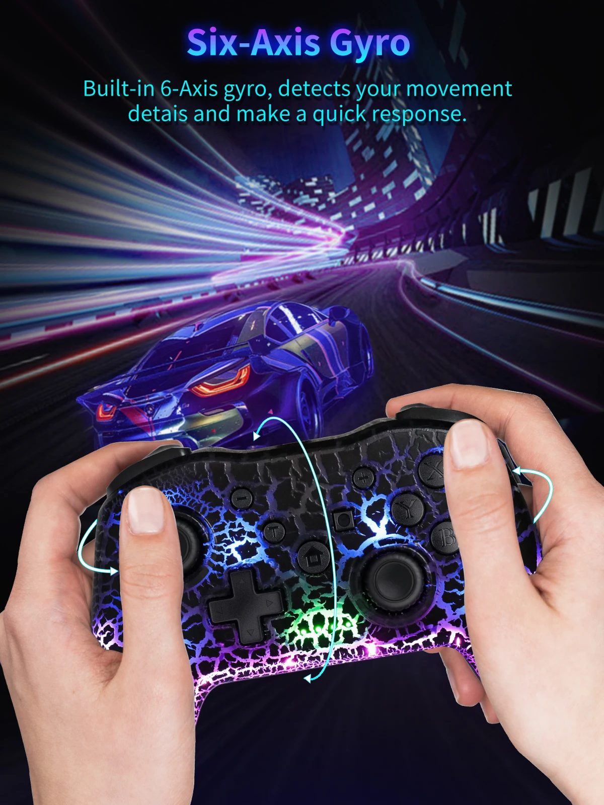 GAMINJA RGB manette de jeu sans fil accessoires croques pour Nintendo Switch TV Box PS3 contrôleur de Joystick gyroscope à Six axes double Vibration