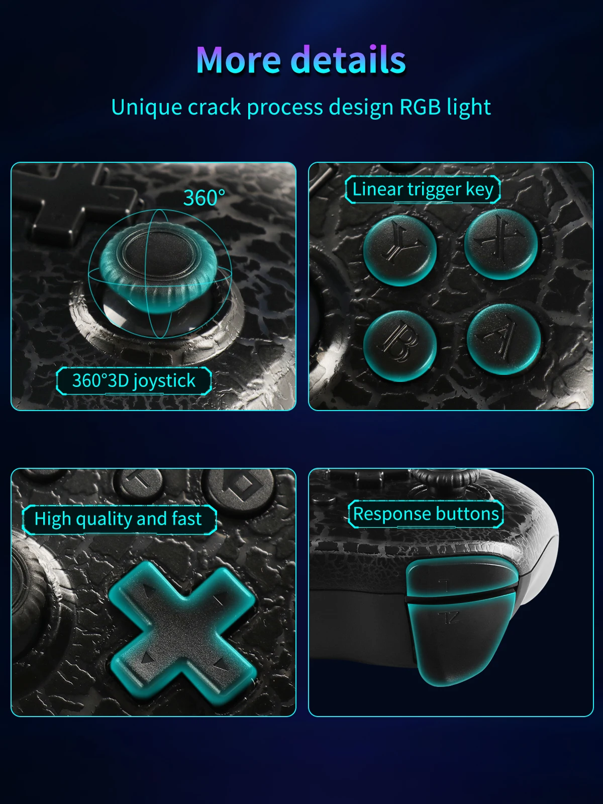 GAMINJA RGB manette de jeu sans fil accessoires croques pour Nintendo Switch TV Box PS3 contrôleur de Joystick gyroscope à Six axes double Vibration