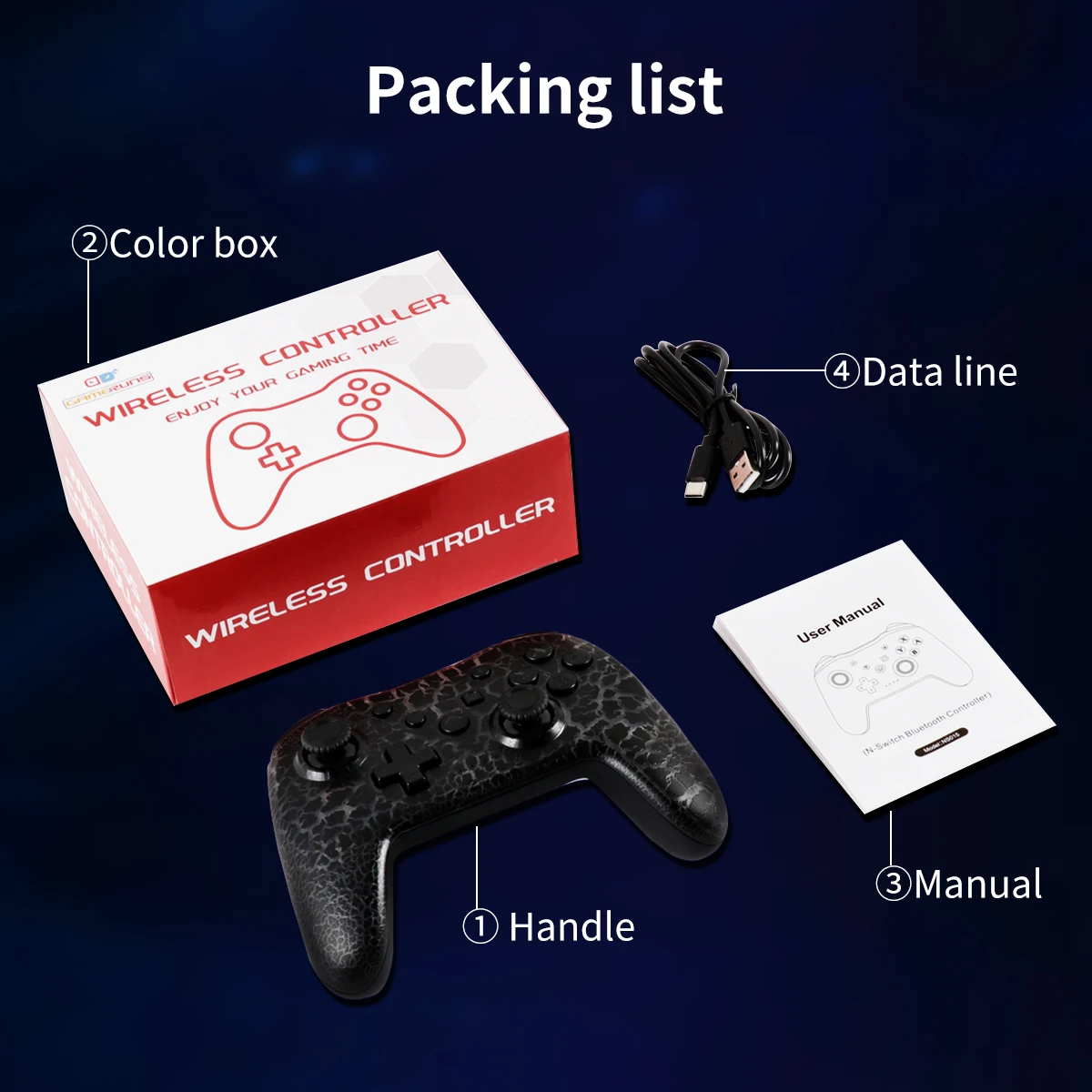 GAMINJA RGB manette de jeu sans fil accessoires croques pour Nintendo Switch TV Box PS3 contrôleur de Joystick gyroscope à Six axes double Vibration