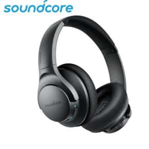 Écouteurs hybrides à réduction active de bruit Soundcore Anker Life Q20, écouteurs Bluetooth sans fil sur l'oreille, autonomie de 60 heures, audio haute résolution, basses profondes, coussinets en mousse à mémoire de forme, voyage, bureau, chargement USB-C
