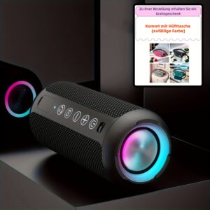 Enceinte Portable, 24W Son Puissant avec Basses Profondes, Barre de Son 5.3 avec Lumières LED et Subwoofer, 30 Heures d'Autonomie, Idéale pour Maison, Extérieur, Fête, Plage, Cadeau d'Anniversaire