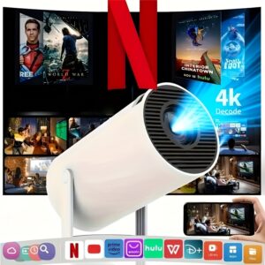 Projecteur mini 4K et 1080P natif, Android 11, WiFi 6 et Bluetooth 5.0, compatible Airplay et Miracast, projecteur portable pour intérieur/extérieur, adapté à Android/iPhone/PC/Mac/Switch, projecteur home cinéma moderne et fiable