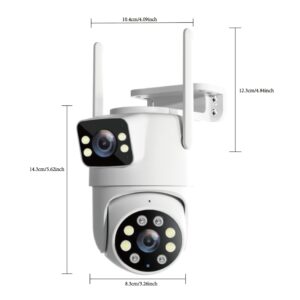 Caméra de Sécurité Extérieure WiFi à Double Objectif IP66 - Caméra IP Sans Fil 2.4GHz, Suivi Humain par IA, Vision Nocturne en Couleur, Audio Bidirectionnel, Rotation Pan/Tilt pour la Surveillance à Domicile