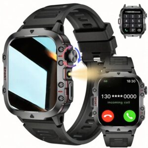 Montre Connectée Extérieure avec Fonctions Appel/Répondre/Rejeter, Montre Intelligente 1,81 Pouces Compatible iPhone et Android, Montre Sportive avec Écran Verrouillé/100+ Modes Sportifs/Prévisions Météo/Alarme/Cadeau Idéal pour les Passionnés de Sport, Chargement USB