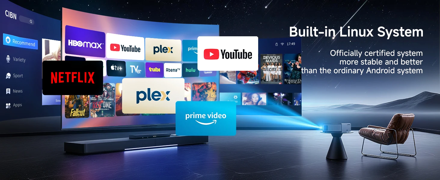 【Netflix Officiel/Dolby】Laresar A1 Vidéoprojecteur 4K 1000ANSI AI Auto Focus/Keystone Full HD 1080P Android TV Projecteur Portable WiFi6 Bluetooth5.2 Dolby Home Cinéma Extérieur/PS5