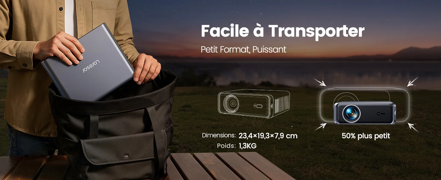 【Netflix Officiel/Dolby】Laresar A1 Vidéoprojecteur 4K 1000ANSI AI Auto Focus/Keystone Full HD 1080P Android TV Projecteur Portable WiFi6 Bluetooth5.2 Dolby Home Cinéma Extérieur/PS5