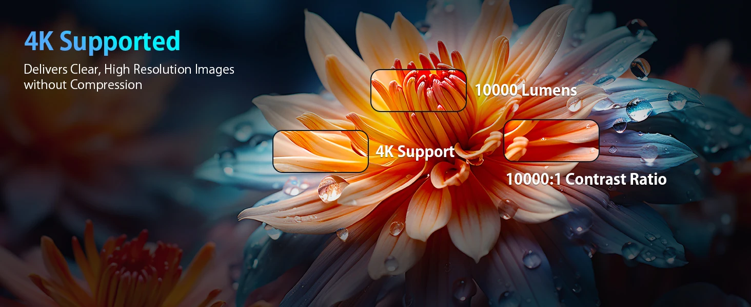 Projecteur LynCast 4K HD X1BQ natif 720P Android 11 double Wifi6 BT5.0 260ANSI 180 ° Bureau de cinéma maison rotatif HY300 amélioré