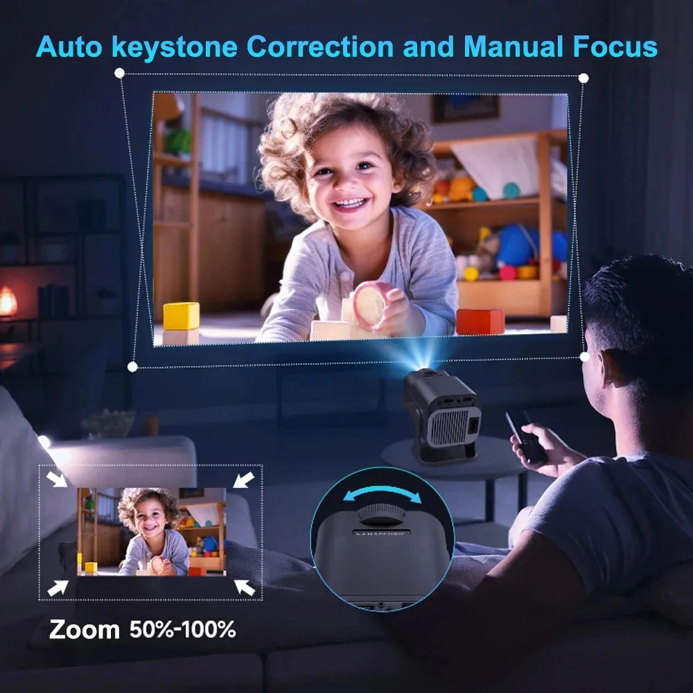 HY320 vidéoprojecteur 4k natif 720p Android projecteurs 300ANSI Wifi cinéma Portable 180 ° Rotable 1080p HY300 amélioré